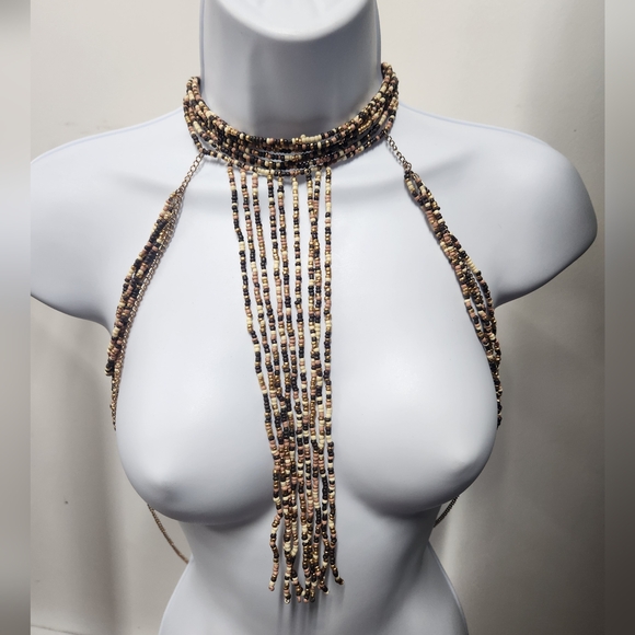 FREE PEOPLE Baez Body Chain By - Caramel Multi - Picture 2 of 7